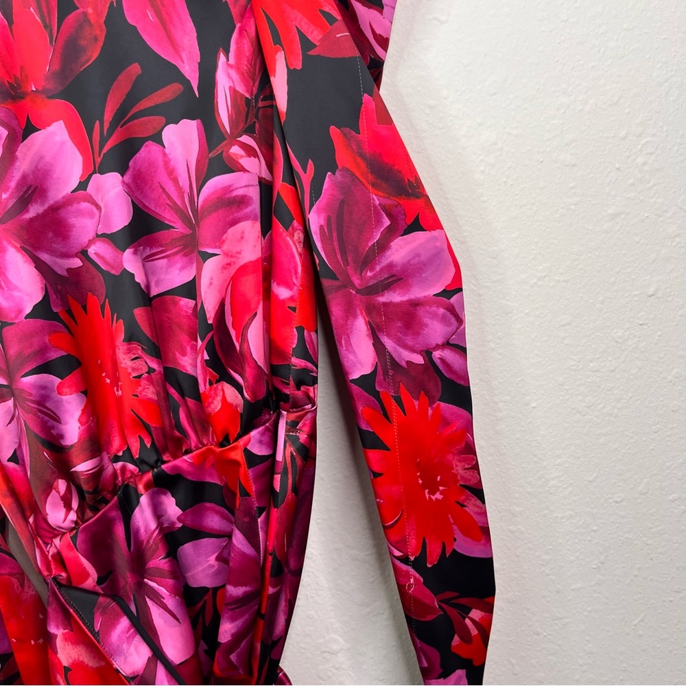 NBD Levigne Floral Mini Dress Long Sleeve Puffy Sleeves XS Wrap Revolve - Picture 8 of 12